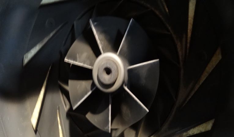 IHI TRE60 1st-stage impeller as found — light dust