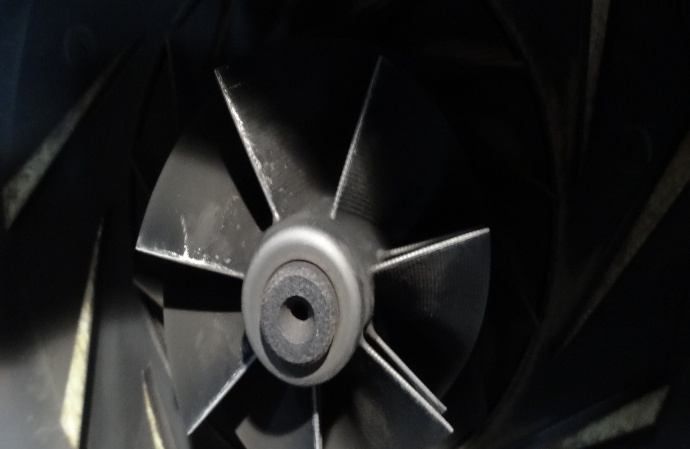 IHI TRE60 2nd-stage impeller as found — light dust