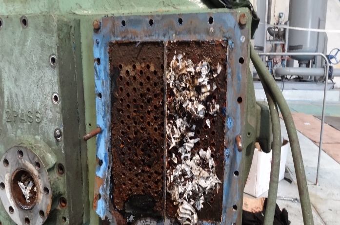 IHI TRE60 1st-stage cooler tubes blocked by white scale