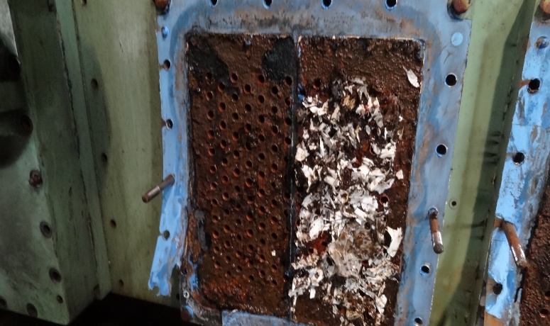 IHI TRE60 2nd-stage cooler tubes with heavy white pollution