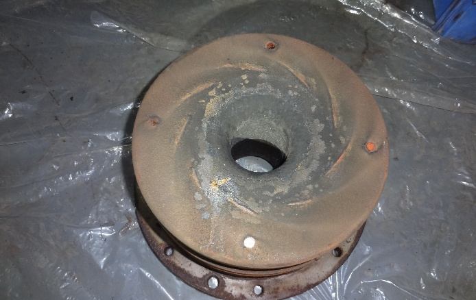 IHI TX-A 2nd-stage inlet scroll before grinding — rusted