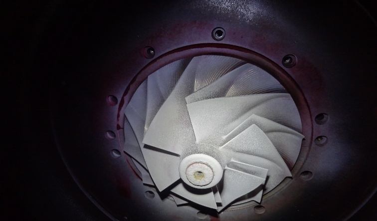 IHI TX-A 1st-stage impeller PT result — no defects