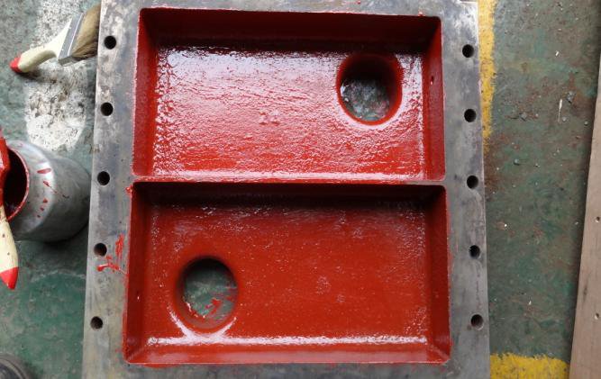 IHI TRA350KW 2nd stage intercooler front end cover ground and re-coated