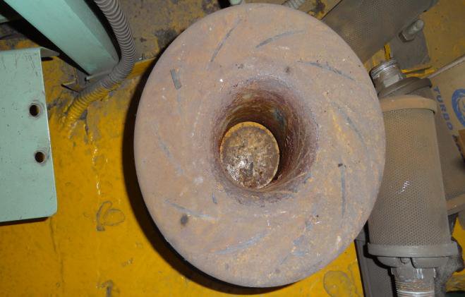 IHI TRA350KW 2nd stage diffuser as found, heavily rusted