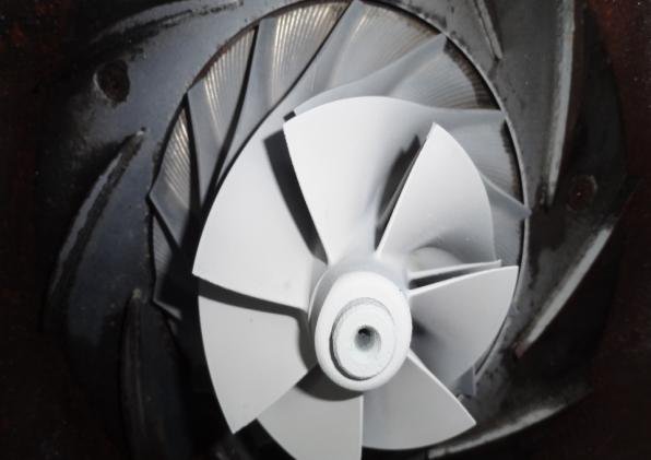 IHI TRA350KW 3rd stage impeller after PT showing no crack indications