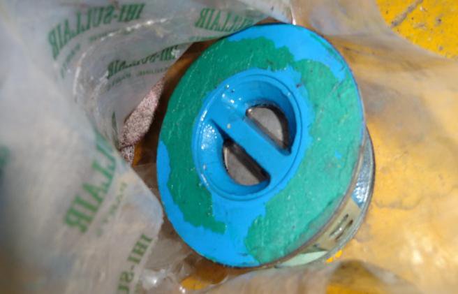 IHI TRA350KW main oil pump check valve as found, worn
