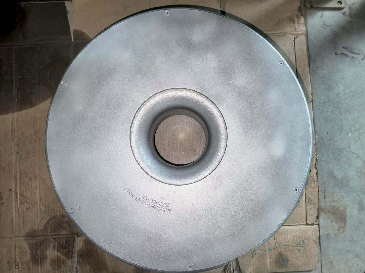 Cameron TA6000 overhaul — rear face of replacement part with etched part number and manufacture date