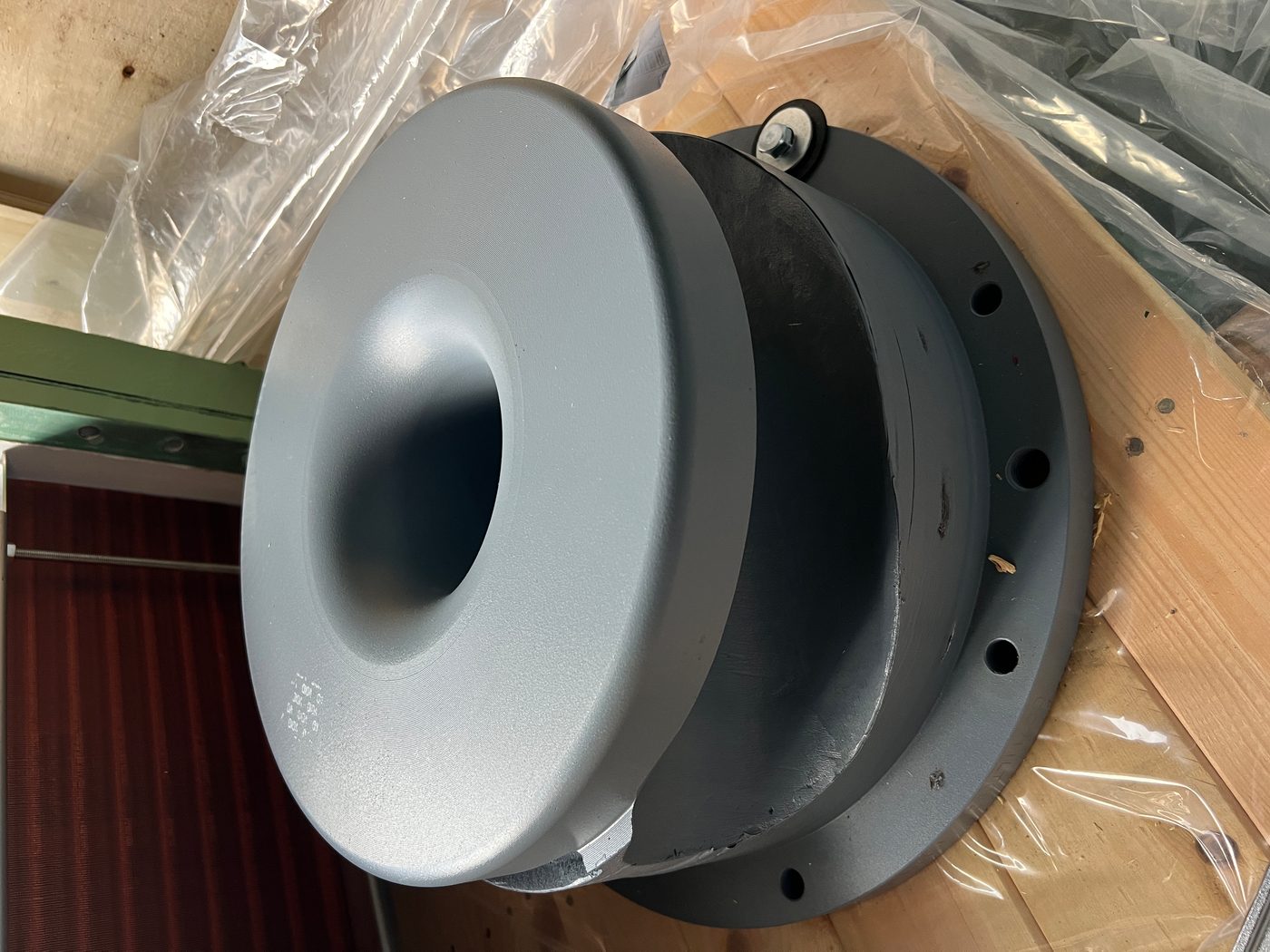 New IHI TX-A inlet scroll — OEM-equivalent cast iron, machined blade geometry