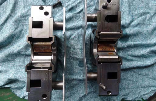 IHI TX-Z compressor 1st-stage bearing with heavy carbon deposits