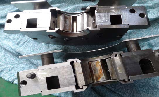 IHI TX-Z compressor 1st-stage bearing pad with babbitt wear and pitting