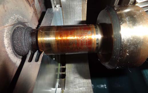 IHI TX-Z compressor 2nd-stage bearing journal with carbon deposits